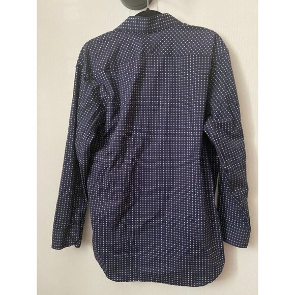 1670 Slim Fit Dress Stretch Navy Blue Shirt Size 17 32/33 - Picture 2 of 7